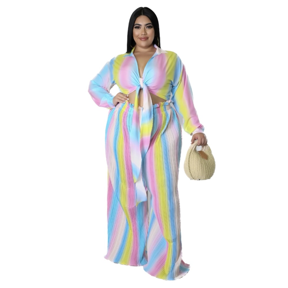 Multi Color two piece pant set